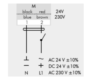 схема подключения электропривода Nanotek BF 230B 10Нм/230В