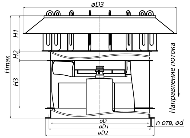 Осевые крышные вентиляторы ВКОПв 25-188