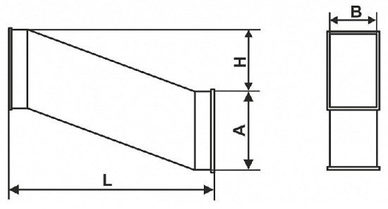 Утка прямоугольная для воздуховода схема